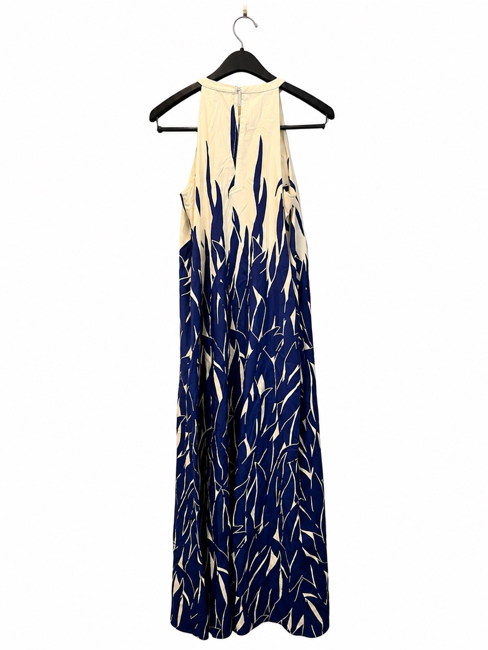 Psophía Vazquez De Castro Blue & Cream Abstract Halter Maxi Dress Size Small - Picture 3 of 4